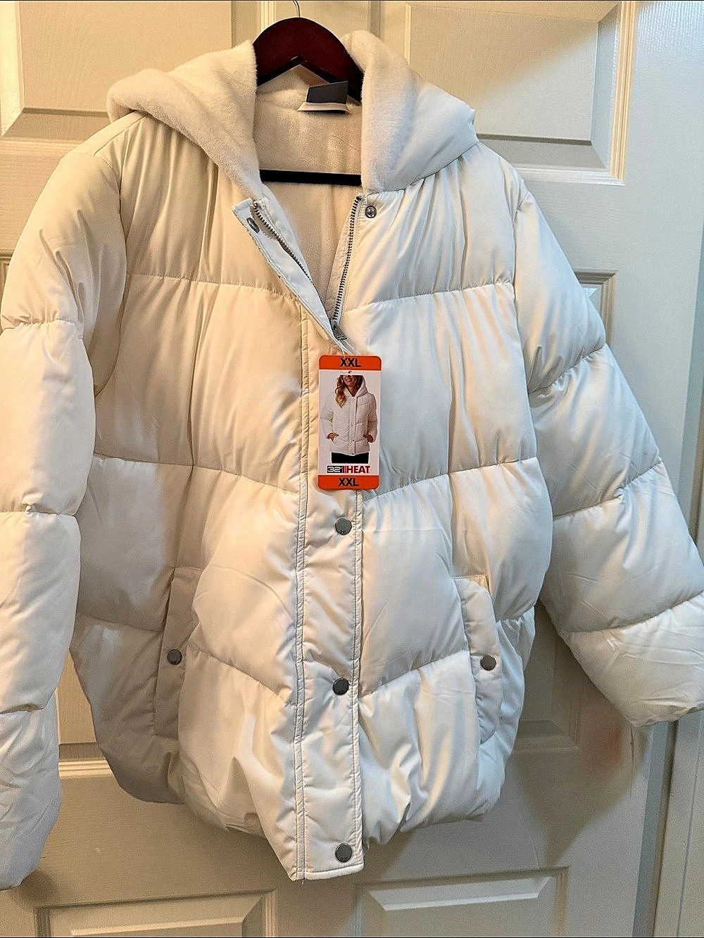32 Degrees Heat Hooded Puffer Jacket White XXL